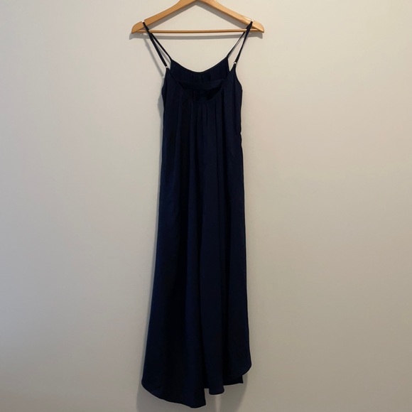 Custom Made Navy Silk Maxi Dress - Picture 2 of 5